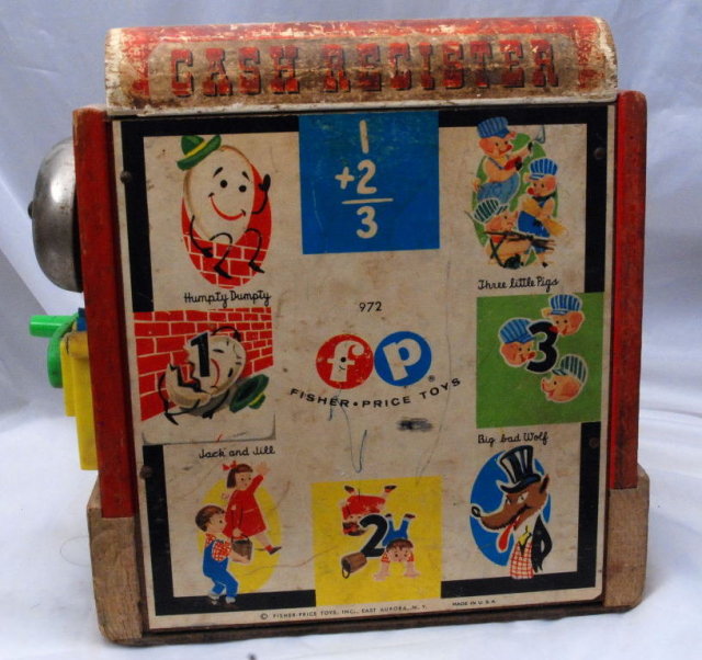 Old Wooden Toy Cash Register,# 972 Fisher Price