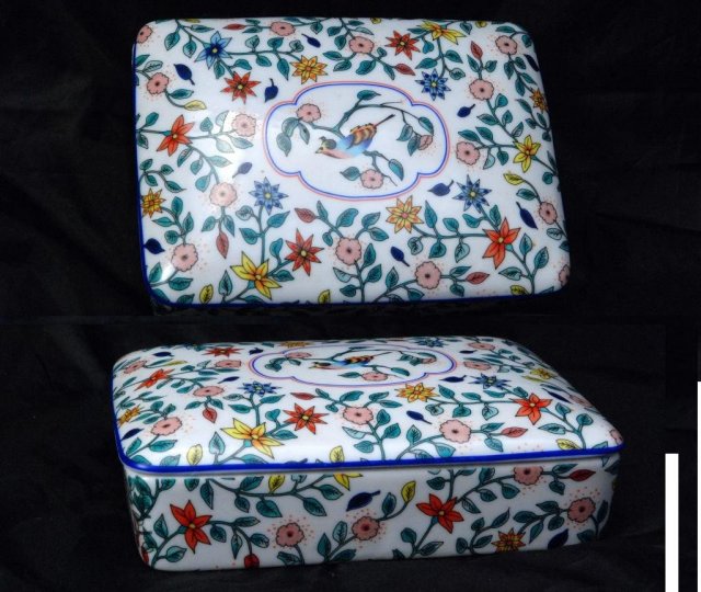 Vintage Neiman Marcus Porcelain Divided Card Box
