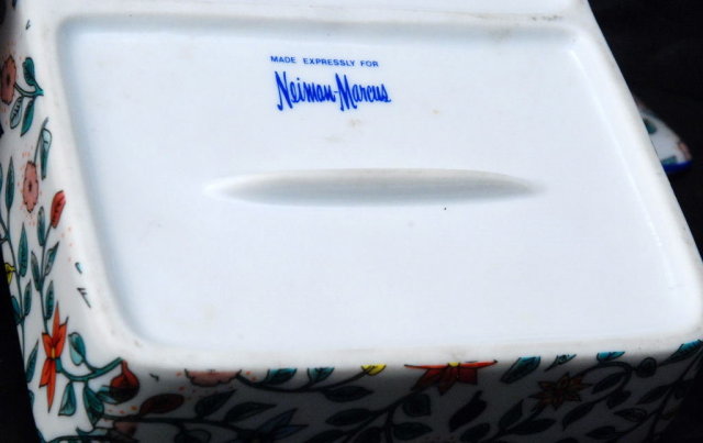 Vintage Neiman Marcus Porcelain Divided Card Box