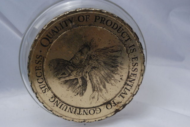 Duraglas Tobacco Jar with Native American Indian on Lid