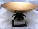 Old Shallow Brass Compote on Italian Marble Base
