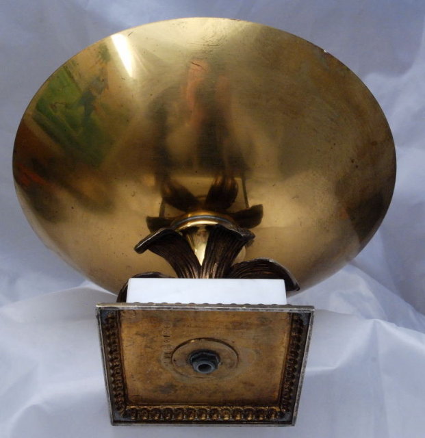 Old Shallow Brass Compote on Italian Marble Base