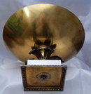 Old Shallow Brass Compote on Italian Marble Base