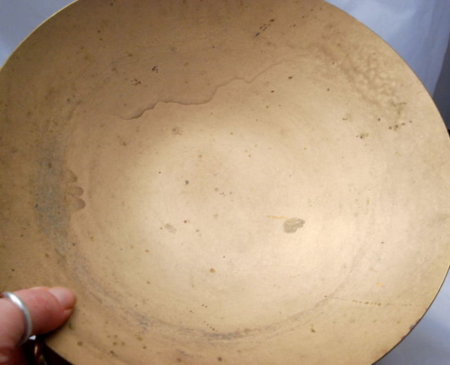 Old Shallow Brass Compote on Italian Marble Base