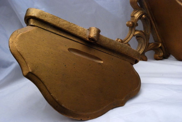 Pair of Rococo Style Gold Gilt Syroco Wood Sconce Type Shelves