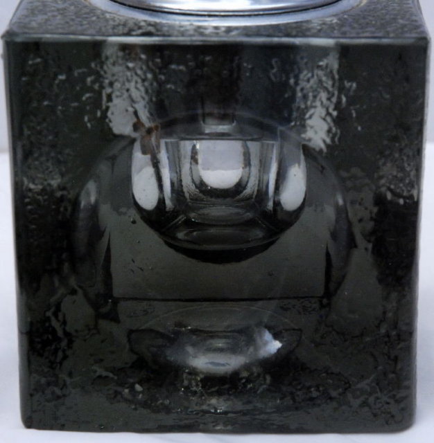 Heavy Smoked Glass Square Cube Table Lighter