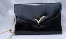 Black Patent Leather Purse by Vanna White with shoulder chain