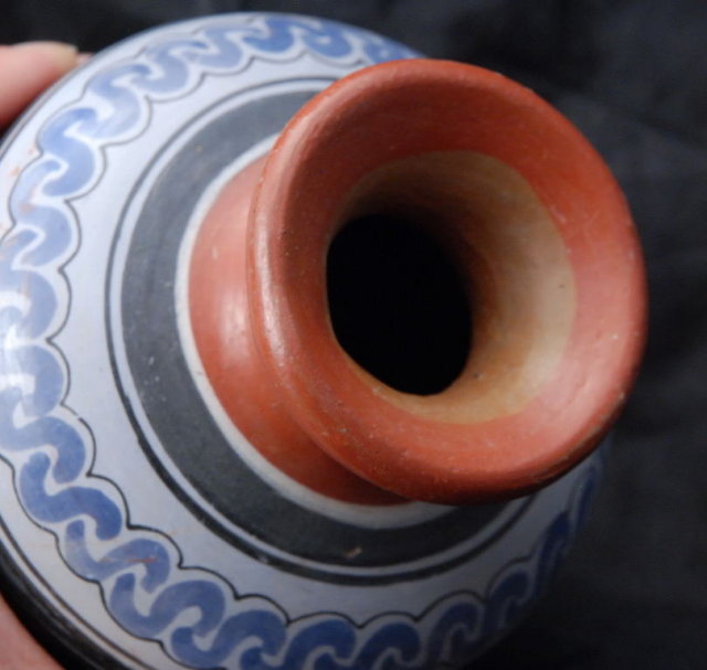 Mexican Cinnamon Clay Pottery Vase signed I. Jarero Folk Art Pottery