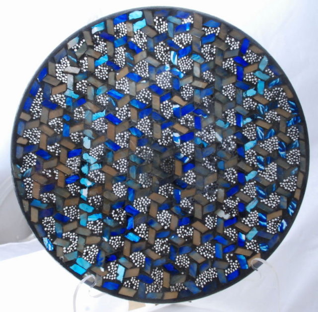 Stained Glass Mosaic Basket Weave Pattern Platter, Plate * PRICED REDUCED! **
