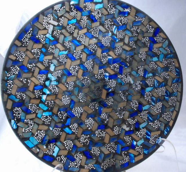 Stained Glass Mosaic Basket Weave Pattern Platter, Plate * PRICED REDUCED! **