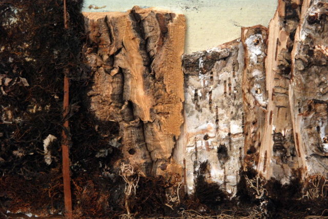 Yosemite Painting Mixed Media with Bark & Natural Material
