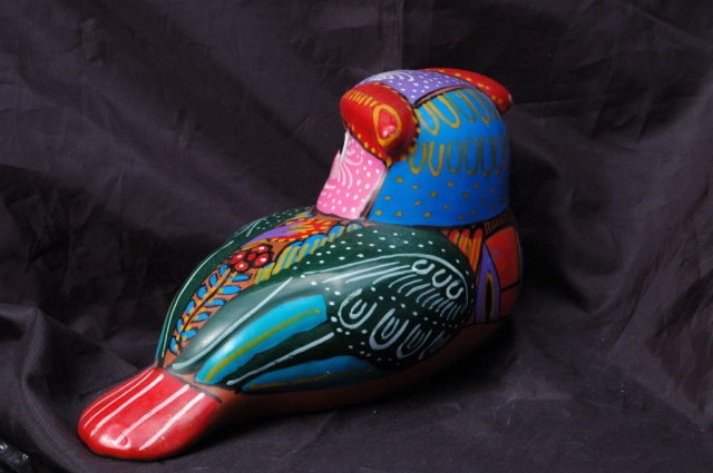 Old Mexican Terra-Cotta Talavera Owl Folk Art