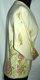 Vintage Italian Lana Wool Cardigan Sweater, yellow with flowers* PRICED REDUCED! **