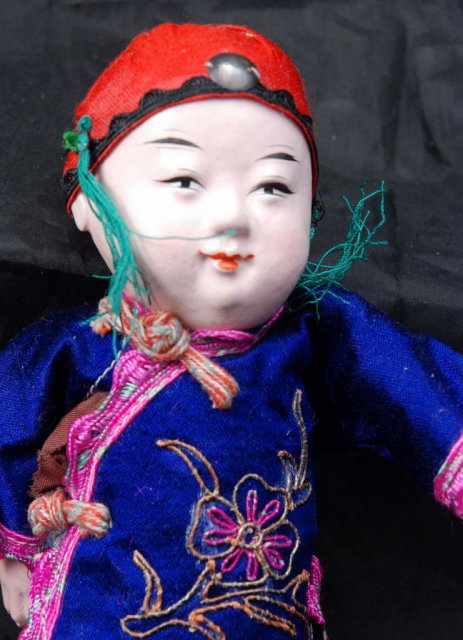 Chinese Boy Composition Doll with Silk Clothes