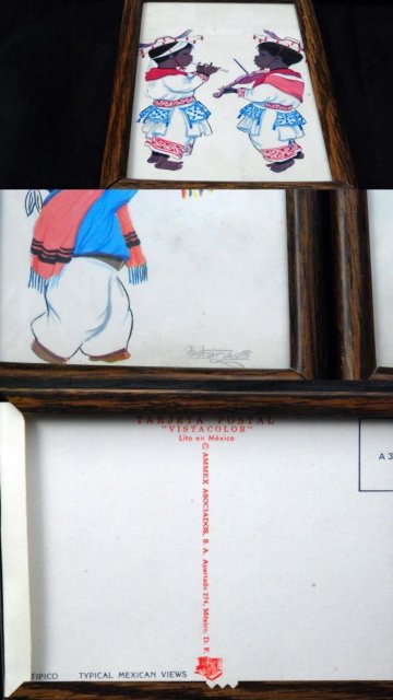 Betanzos Art Mexico Mexican Children Vintage Post Card in Frames