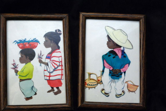 Betanzos Art Mexico Mexican Children Vintage Post Card in Frames