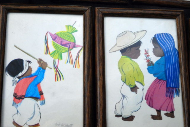 Betanzos Art Mexico Mexican Children Vintage Post Card in Frames