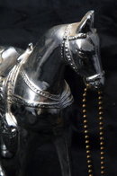 Vintage Silver Metal Horse with chain reins