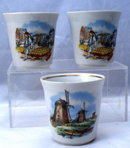 3 Porcelain China Dutch Scene Cups Tea or Coffee