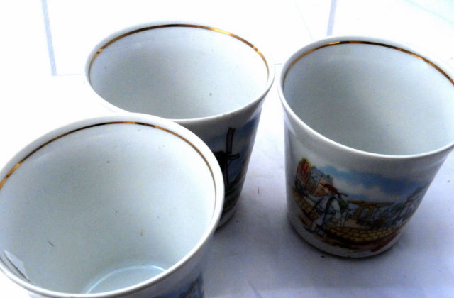 3 Porcelain China Dutch Scene Cups Tea or Coffee