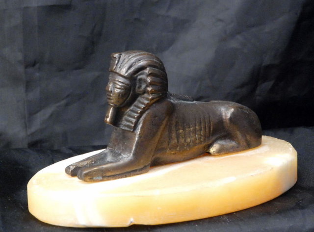 Old Brass Sphinx Alabaster Souvenir of the Republic Arabic Egypt