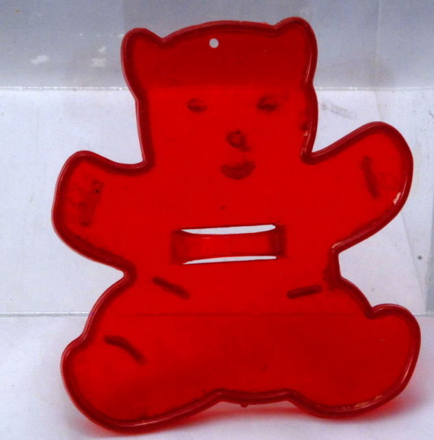 Vintage Red Plastic HRM Teddy Bear Cookie Cutter