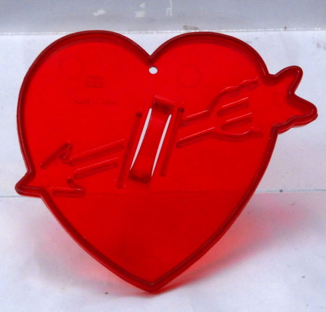 Vintage Red Plastic HRM Heart with Arrow Cookie Cutter Valentine