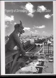 Gargoyle at Notre Dame Paris with Eiffel Tower View Black White Photograph , Art Photography