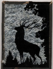 Folk Art Elk Silhouette Foil Backed Picture