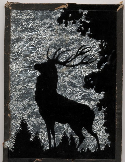Folk Art Elk Silhouette Foil Backed Picture