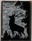 Folk Art Elk Silhouette Foil Backed Picture