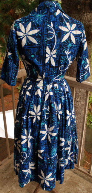 Alfred Shaheen Hawaiian Print Dress Authentic Vintage 1950's size 10