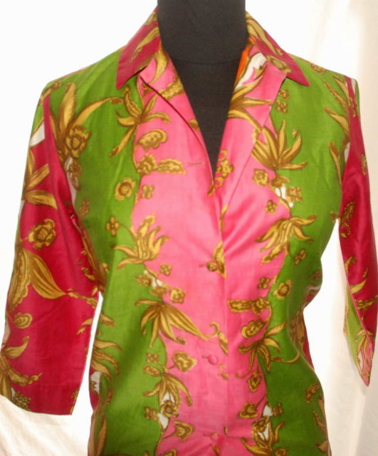 1960's Mod.Hip Hawaiian Shirt, Blouse, Florescent colors , by Tori Richards of Honolulu
