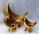 Mid-Century Dutch Modern Brass Candlestick Holder & Planter Set Crescent Shape