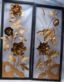 Vintage Chinese Brass Floral Wall Sculpture