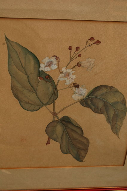 Asian Style Blossom Water Color with Chop Signature