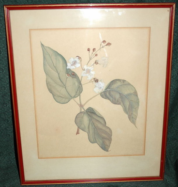 Asian Style Blossom Water Color with Chop Signature