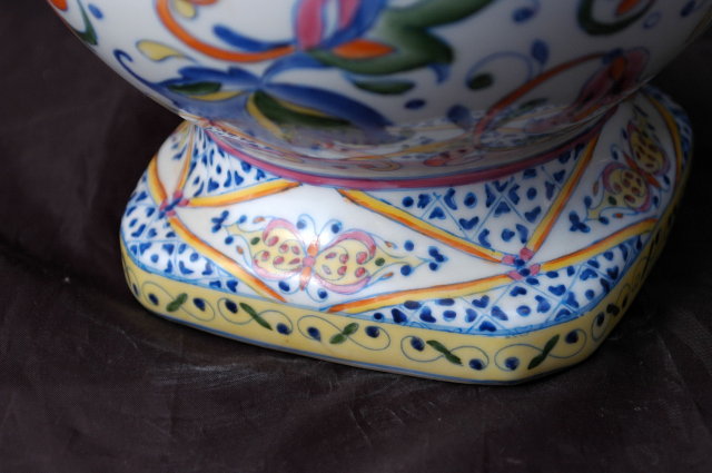 Large European Talavera Pottery Porcelain Ewer Hand painted brilliant colors