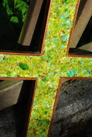 Large Glass Mosaic / Mahogany Wood Cross