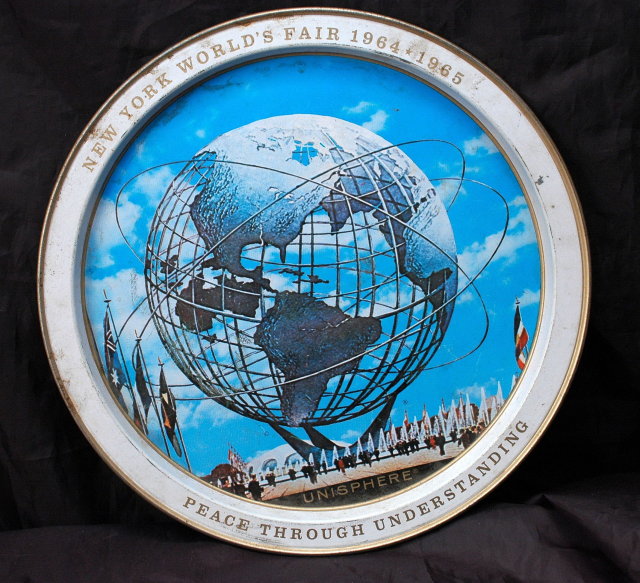 1965 New York World's Fair Unisphere Tin Round Drink Tray