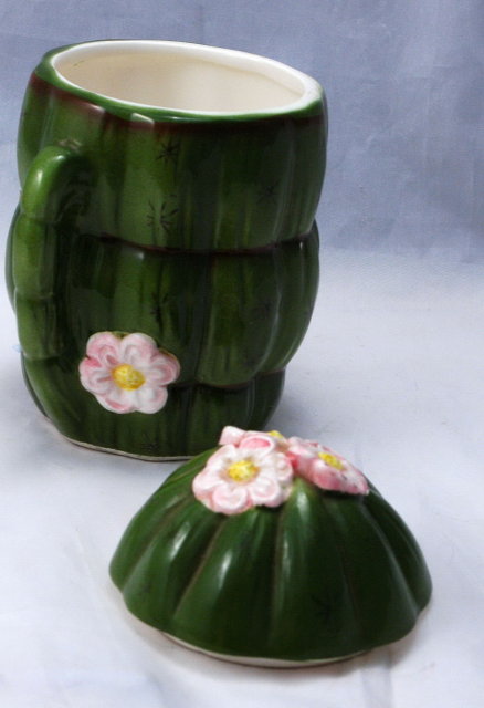 Ceramic Cactus Jam Jar or Condiment jar made in Japan