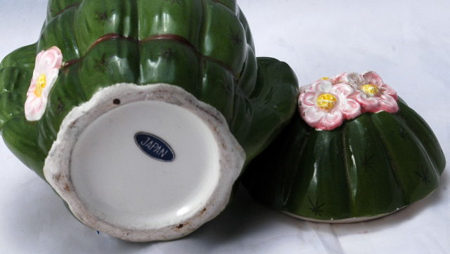 Ceramic Cactus Jam Jar or Condiment jar made in Japan