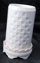 VINTAGE JAPANESE WHITE PORCELAIN VASE, MOLDED NATURAL LANDSCAPE