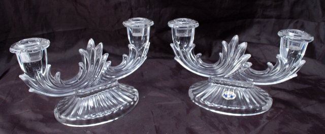 Pair of BOHEMIA Crystal duo Light CANDLESTICKS or Candelabras