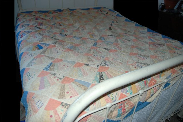 Antique Grandmother's Fan Pattern Quilt.