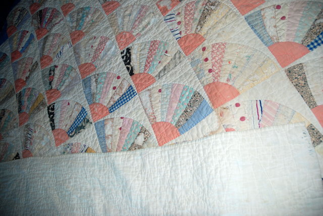 Antique Grandmother's Fan Pattern Quilt.