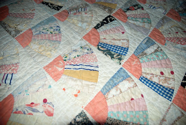 Antique Grandmother's Fan Pattern Quilt.