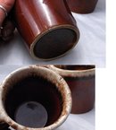 6 Hall Brown Pottery Foam Top Drip Glaze Oven Proof Mugs