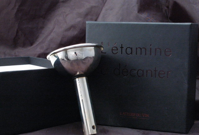L' ETAMINE A DECANTER / French wine filter , silver plated in box