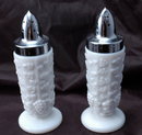 Westmoreland Paneled Grape Milk Glass Salt & Pepper Shakers